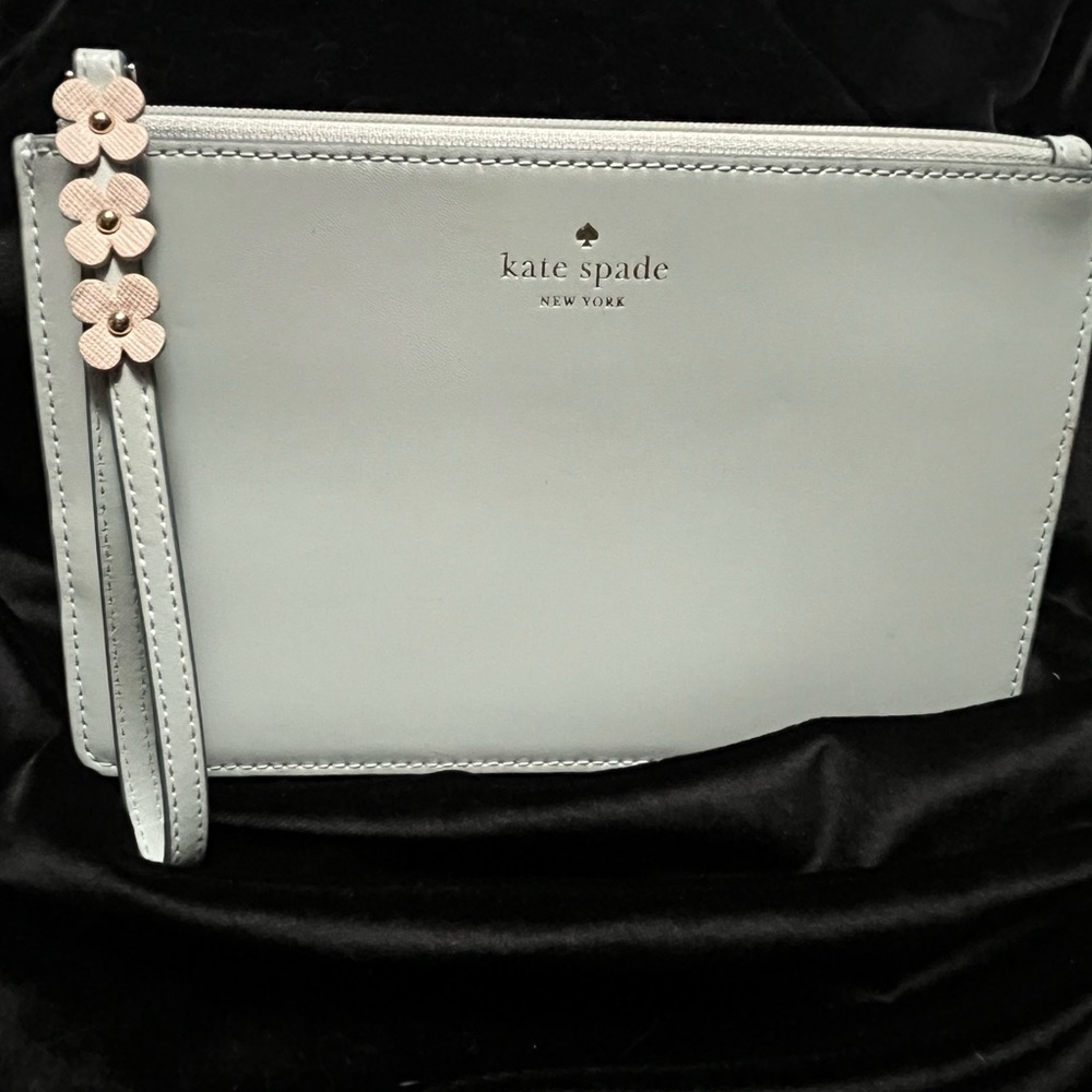 Kate Spade Felicity Floral Applique Leather Eli Wristlet, Misty Mint